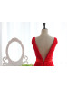 Red Chiffon Deep V Back Sexy Long Prom Dress
